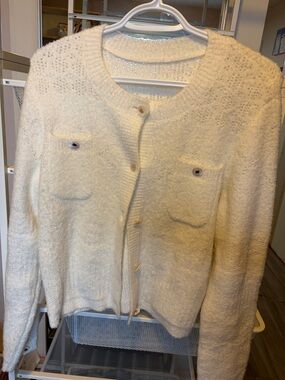 Cozy Cream Button-Front Women's Sweater Cardigan